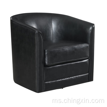 Black PU Swivel Accent Chair Living Room Chairs